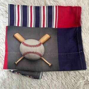 Baseball Themed curtains with Red and Blue Stripes